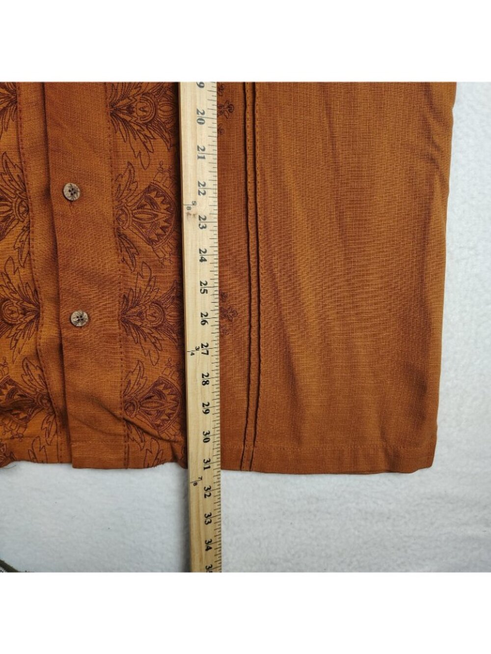 Tommy Bahama Silk Embroidered Shirt Mens Large Burnt Orange - Picture 8 of 10